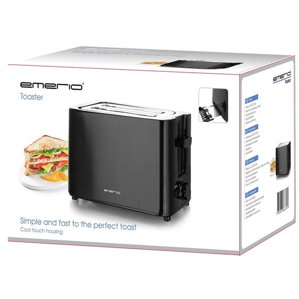 Emerio Brødrister 2 plater 700Watt Svart