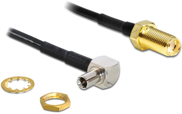 DeLOCK antenneadapter, TS-9 ha vinklet 90 grader til SMA hun rett