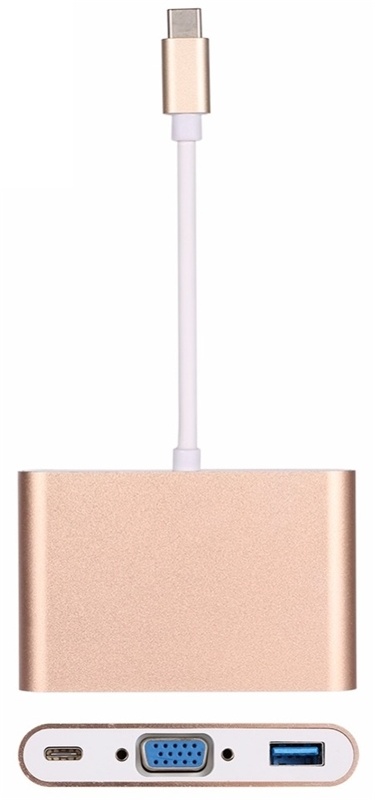 USB-C - VGA, moniporttisovitin, kultainen