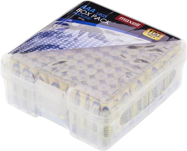 Maxell Boks, LR03 / AAA-batterier, alkaliske, 1,5 V, 100-pk (790410)