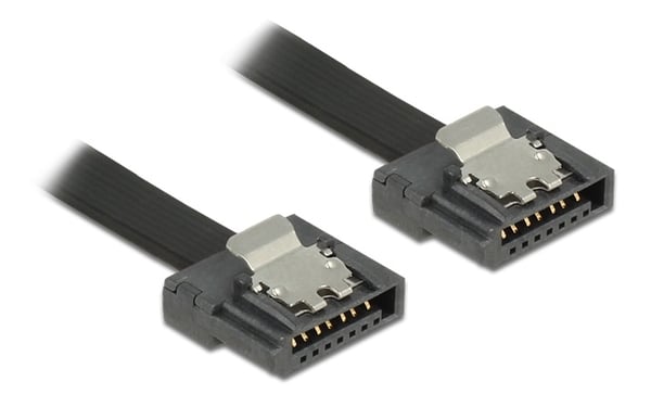 DeLOCK SATA FLEXI kabel, 6Gbps, låseklemmer, 50cm, svart
