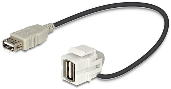 DeLOCK Keystone modul, USB 2.0 Typ A ho-USB Typ A ho, 0,2m kabel, grå