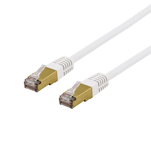 DELTACO S/FTP Cat6a patchkabel, delta cert, LSZH, 0,3m, vit