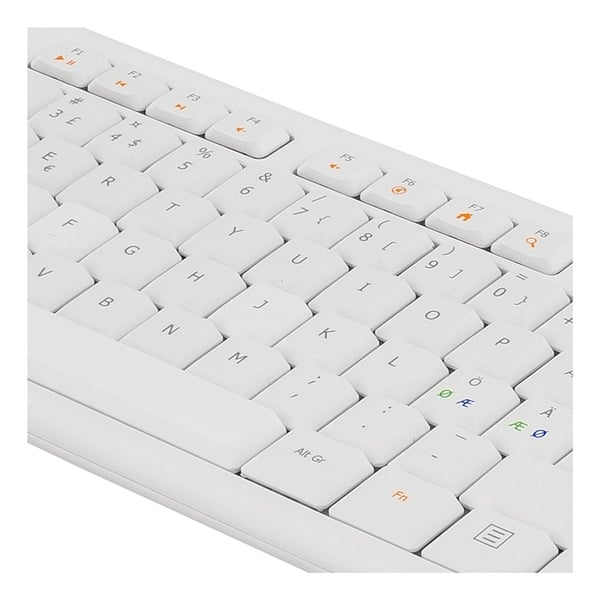 DELTACO Tastatur, nordisk layout, USB, 1,1 m kabel, hvit