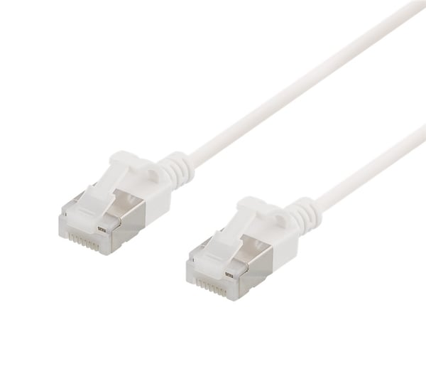 DELTACO U/FTP Cat6a patchkabel, slim, 3,8mm i diameter, 2m, vit
