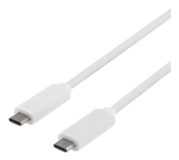 DELTACO USB 3.1 -kaapeli, Gen 1, Type C - Type C, 1m, valkoinen