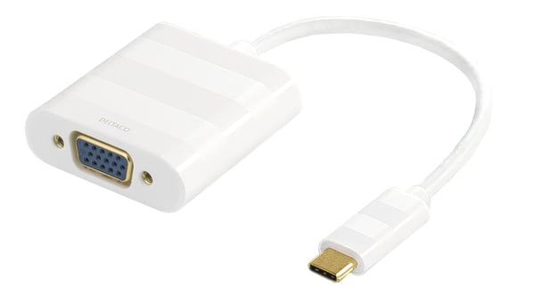 DELTACO USB 3.1 to VGA adapter, Type C ma - VGA fe, 1080p, white