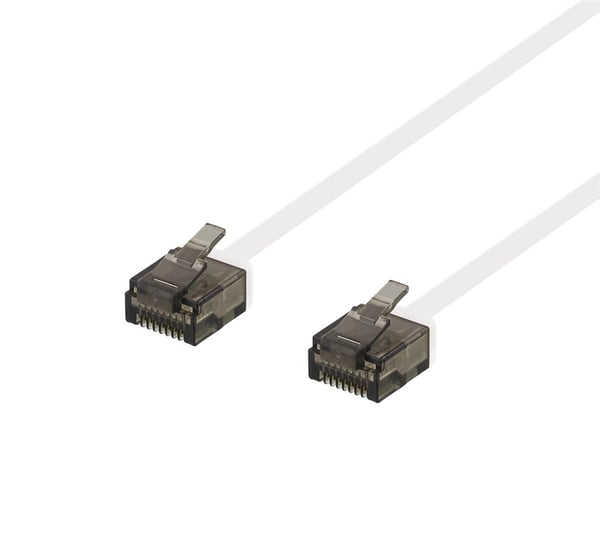 DELTACO U/UTP Cat6a patchkabel, flat, 1mm tjock, 2m, vit