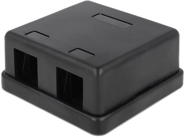 DeLOCK Keystone-skuff, 2 porter, plast, svart