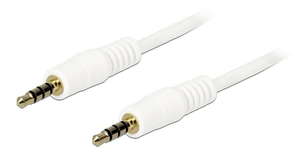 DeLOCK audiokabel, 3,5 mm 4-pinners ha - ha, 24 AWG, 3 meter, hvit