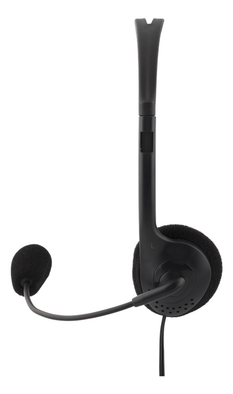 DELTACO Stereoheadset, 30 mm element, 3,5 mm minikabel (4-pinners), svart