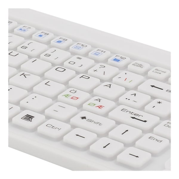 DELTACO silikontastatur med touchpad, IP68, 105 + 12 medietaster, hvit