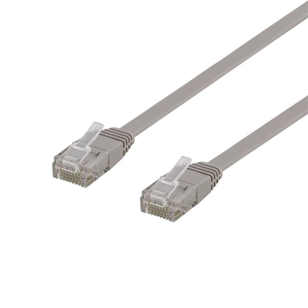 DELTACO U/UTP Cat6 laitekaapeli, litteä, 1m, 250MHz, harmaa
