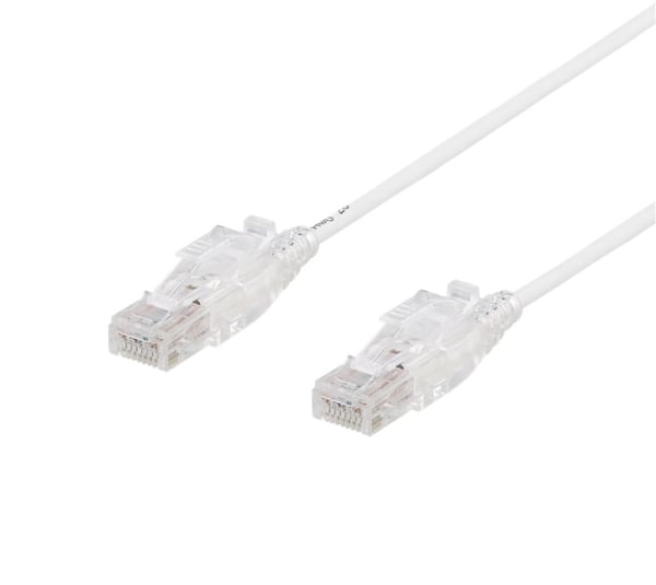 DELTACO U/UTP Cat6A-koblingskabel, 1 m, 500 MHz, låsbare kontakter, hvit