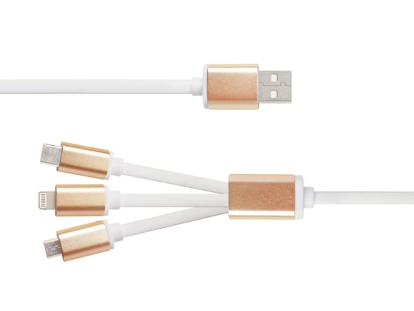 EPZI Multi-Charger, USB-C, Lightning, Micro USB, USB-A, 1m, white
