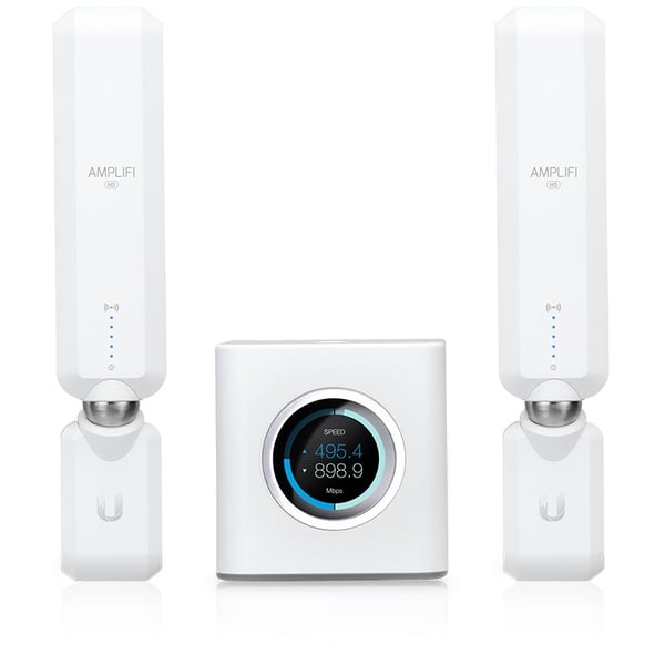 Ubiquiti AmpliFi Home Router, 2x Mesh Points, Plug and Play, opptil 5 Gb/s, hvit