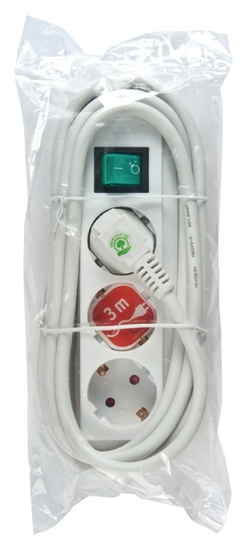 brennenstuhl Extension socket Eco-Line 3-Vei 3.00 m Hvit - Beskyttende Kontakt TYPE F