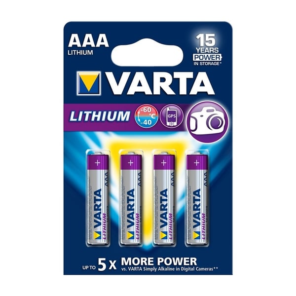 Varta Litium Paristo AAA | 1.5 V DC | 1100 mAh | 4-Blister-kortti | Harmaa / Hopea