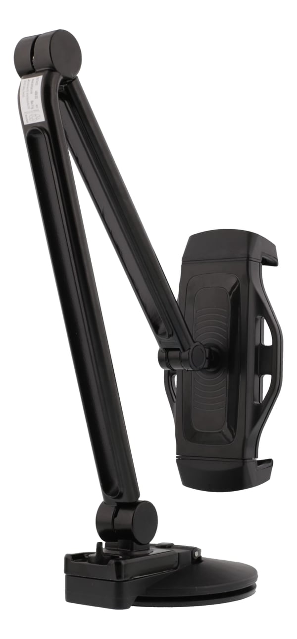 DELTACO 2-in-1 smartphone/tablet stand, suction cup, clamp, black
