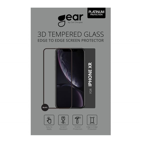 Gear Skjermbeskyttelse 3D Platinum Buet Glass Svart Ramme - iPhone XR / 11
