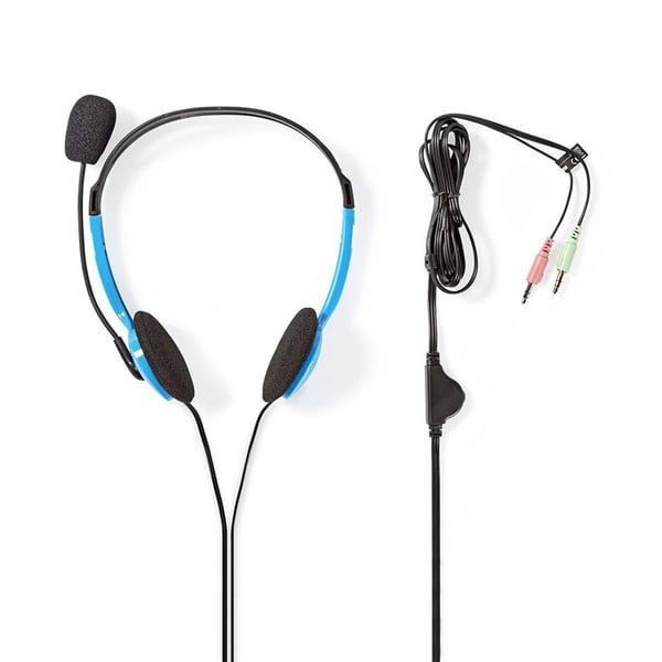 Nedis PC-hodesett | On-Ear | Stereo | 2x 3.5 mm | Fold-Away Mikrofon | Blå
