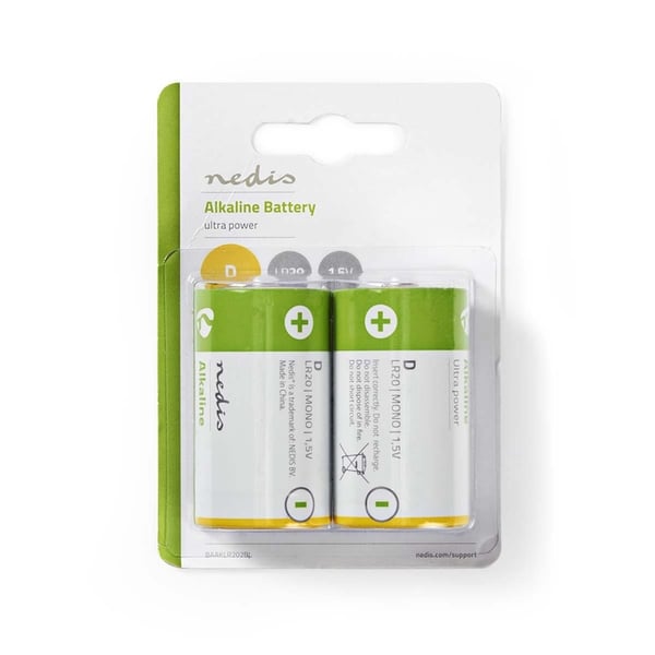 Nedis Alkalisk batteri D | 1.5 V DC | 2-Pakke