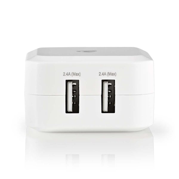Nedis Vægoplader | 24 W | 2x 2.4 A A | Antal output: 2 | 2x USB-A | Uden Kabel | Single Voltage Output | Hvid