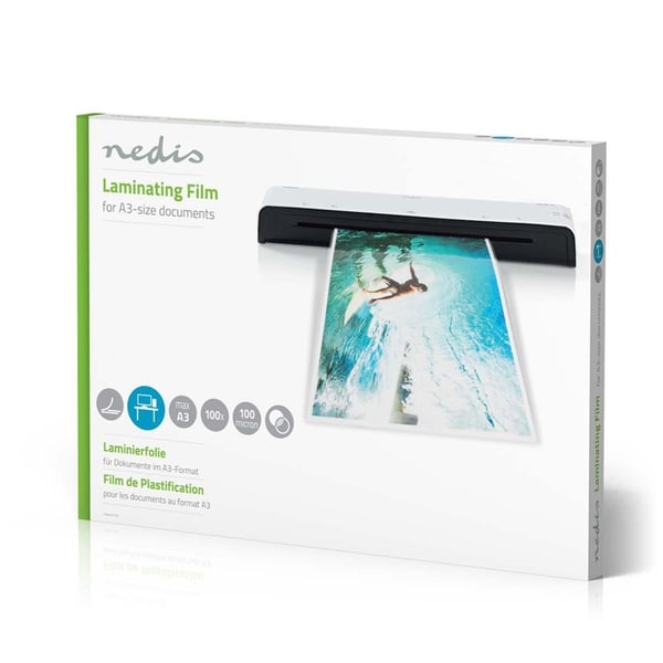 Nedis lamine~~POS=TRUNC Film | A3 | Tykkelse: 100 µm | Pakker per: 100 stk. | PET | Gjennomsiktig