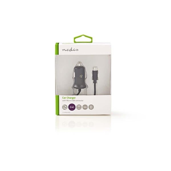 Nedis Biloplader | 12 W | 1x 2.4 A | Antal output: 1 | Micro USB (Fixed) kabel | 1.00 m | Single Voltage Output