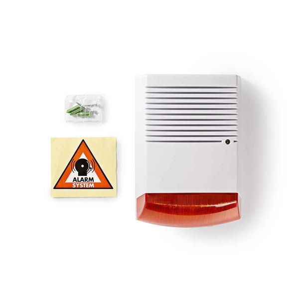 Nedis Dummy Security Siren | IP44 | Batteri drevet | Utendørs | Hvit / Oransje