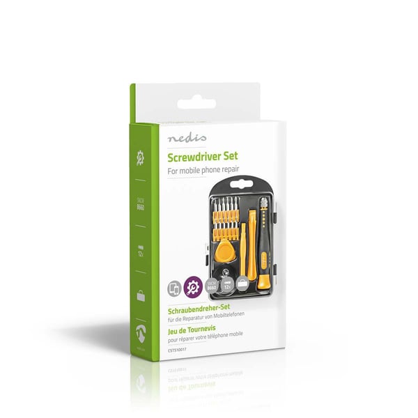 Nedis Phone/tablet repair set | 17-in-1 | PC / Smarttelefon / Tablett | ABS / Metall | Philips bits | Slissede biter | Pentalobe bits | Tri-wing bits