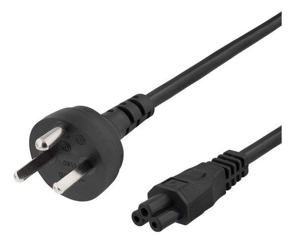 DELTACO Apparatkabel, 2 m, DK 2-5a til IEC C5, 2,4A, jordet, svart