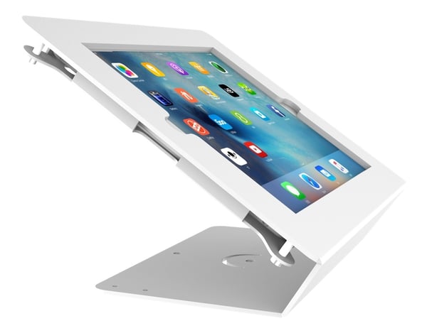 Skrivebordsstativ for 9,7" iPad, 125 tilt, aluminium, hvit