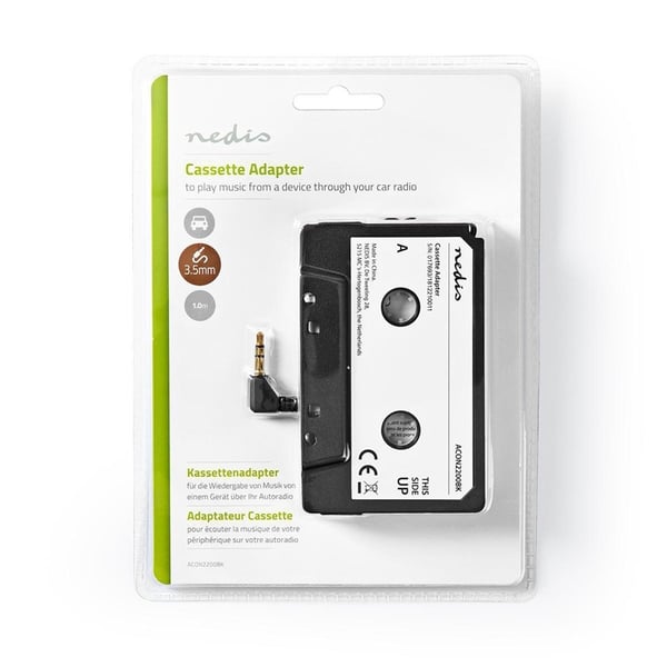 Nedis Bilstereo Aux Cassette Adapter | 3.5 mm | Kabellengde: 1.00 m | Sort