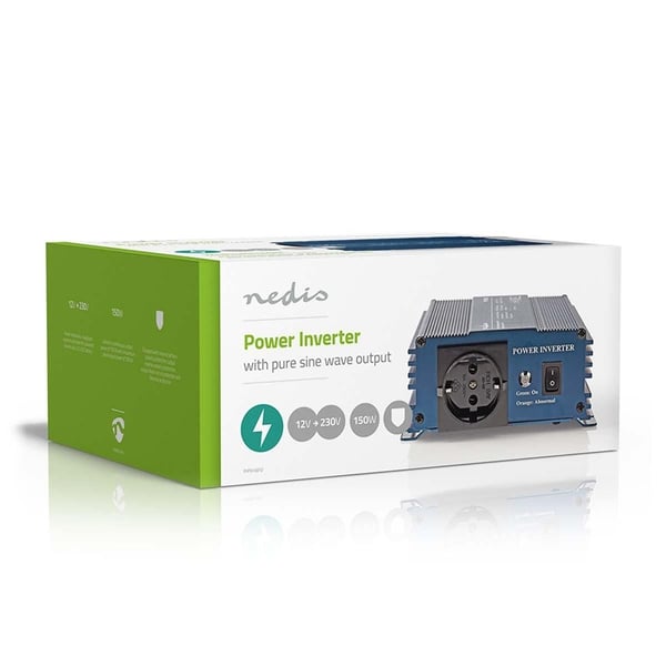 Nedis Power Inverter Pure Sine Wave | Inngangsspenning: 12 V DC | Enhetens strømuttak: Type F (CEE 7/3) | 230 V AC 50 Hz | 150 W | Topp effekt: 300 W