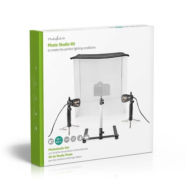 Nedis Photo Studio Kit | 400 lm | Brettbar | Bakgrunner inkludert | Reiseveske inkludert | Sort