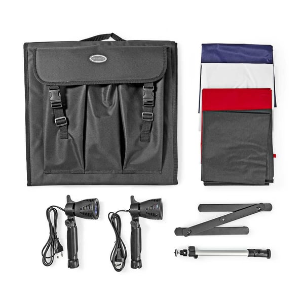 Nedis Photo Studio Kit | 400 lm | Brettbar | Bakgrunner inkludert | Reiseveske inkludert | Sort