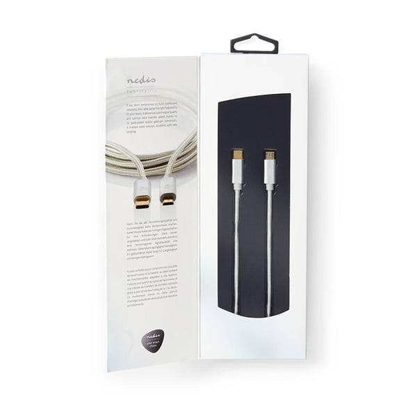 Nedis USB-kabel | USB 2.0 | USB-C™ Hann | USB Micro-B Han | 10 W | 480 Mbps | Gull belagt | 3.00 m | Rund | Flettet / Nylon | Aluminium | Deksel Vindu