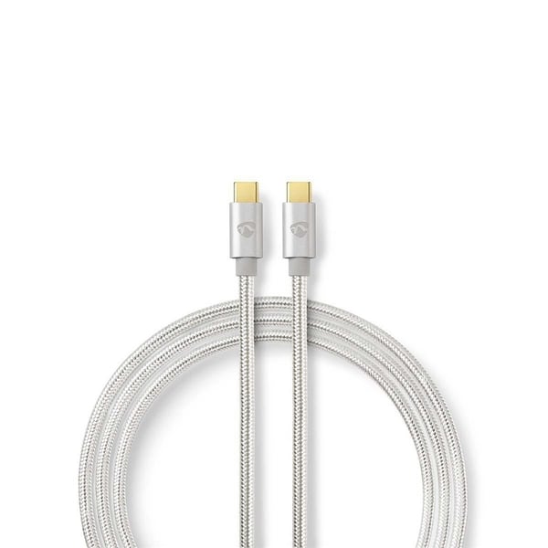 Nedis USB-kabel | USB 3.2 Gen 2 | USB-C™ Hann | USB-C™ Hann | 100 W | 4K@60Hz | 10 Gbps | Gull belagt | 1.00 m | Rund | Flettet / Nylon | Aluminium |