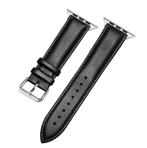 Ur: Læderlignende rem til Apple Watch, 42/44/45mm, Sort