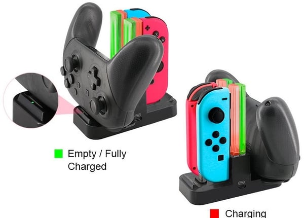 4 x Opladningsstation til Nintendo Switch og dens kontroller