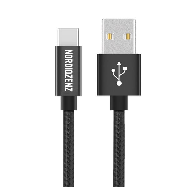 NORDIQZENZ USB-C Tekstilkabel, 20cm, Svart