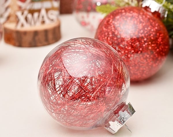 Julekuler 30stk, Glitter Red