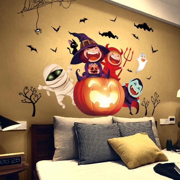Halloween-aiheinen seinäkoristelu, Pumpkin party 60x90cm
