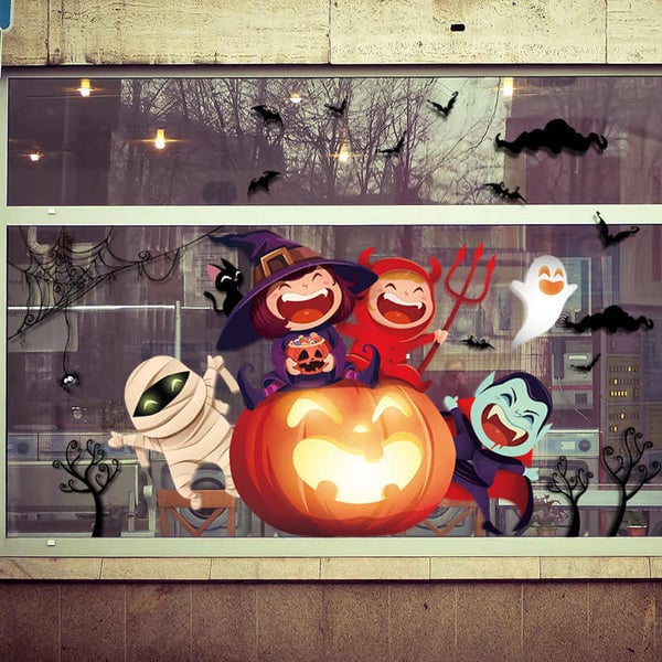 Halloween-aiheinen seinäkoristelu, Pumpkin party 60x90cm