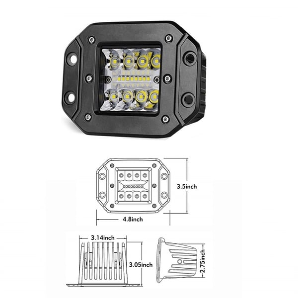 LED Ramp, Infällt Arbetsljus 5" 4320lm IP68