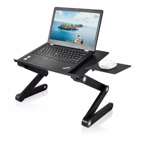Multifunktionelt laptopbord med indbyggede køleventilatorer, Sort