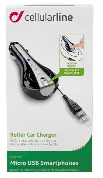 Cellularline autolaturi 12V microUSB ja joustava kaapeli