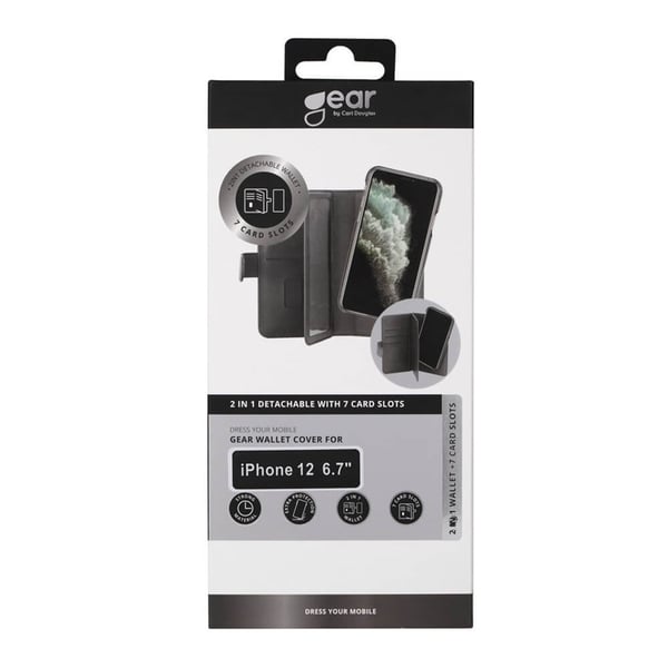 Gear Lompakko 2in1 7 Korttipaikkaa Musta - iPhone 12 Pro Max