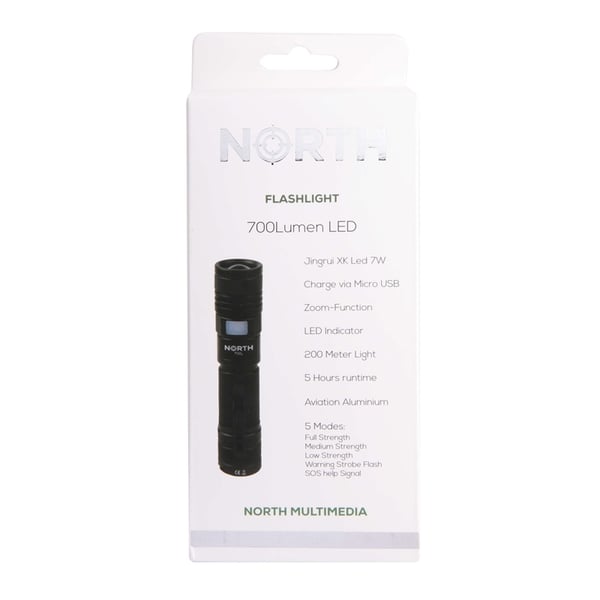North Taskulamppu 700 Lumen Zoom Musta Aviation Aluminium 7W